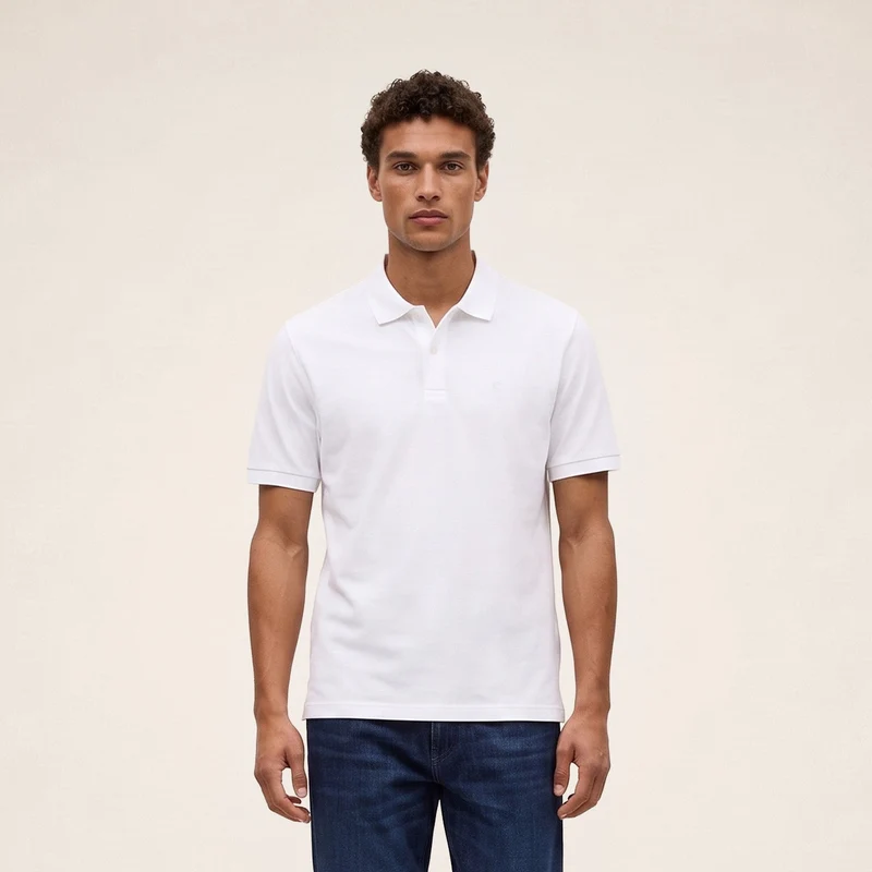Polo piqué manches courtes 100% coton blanc Lucas