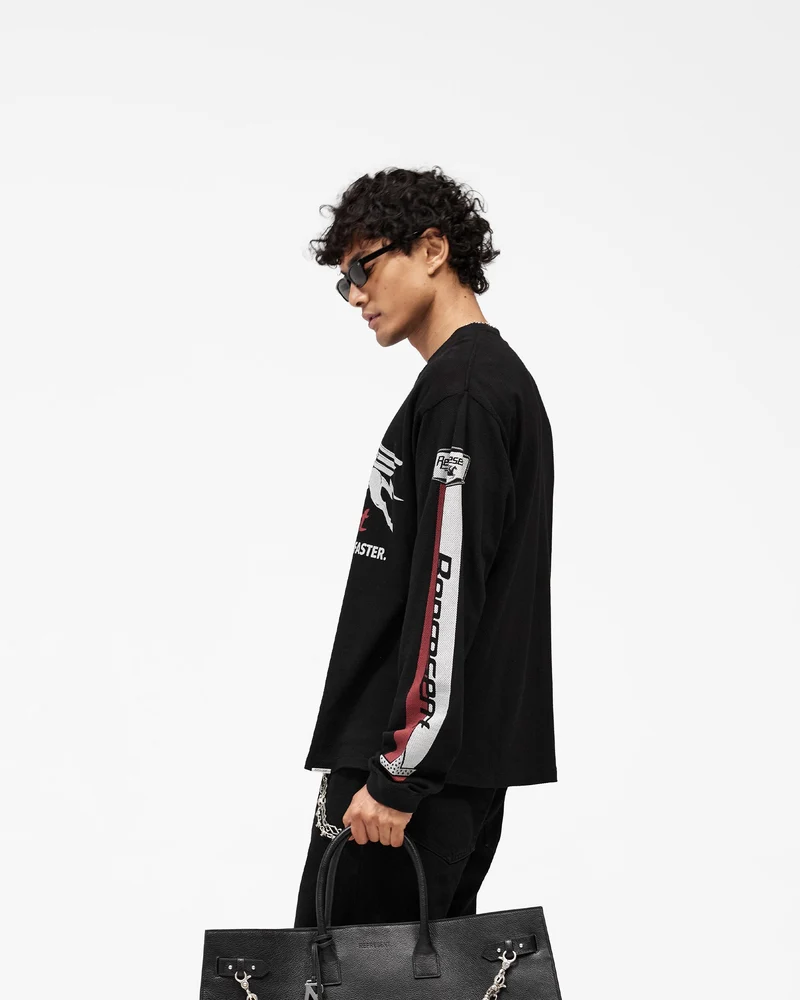 Mesh Pegasus Long Sleeve T-Shirt - Jet Black
