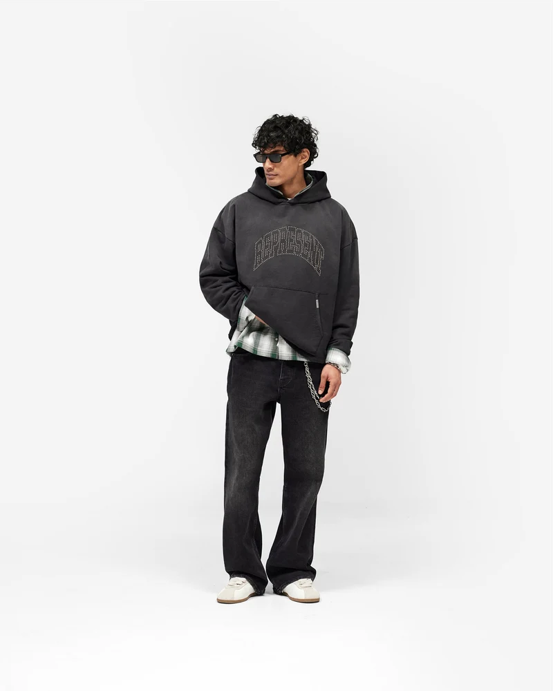 Represent Embellished Hoodie - Stained Black
