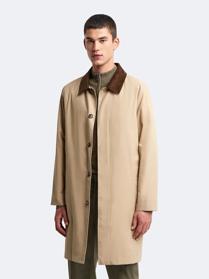 Imperméable col en velours côtelé