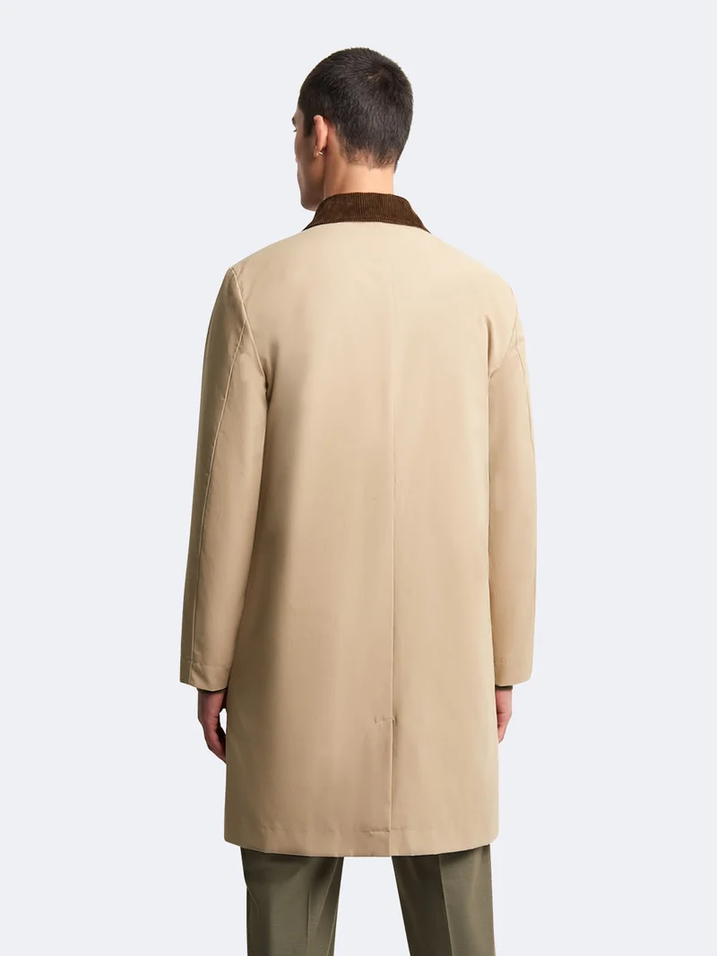 Imperméable col en velours côtelé