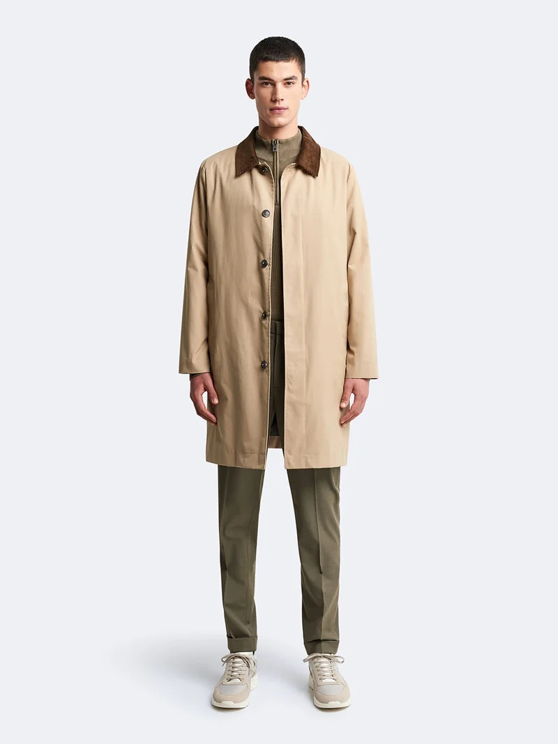 Imperméable col en velours côtelé