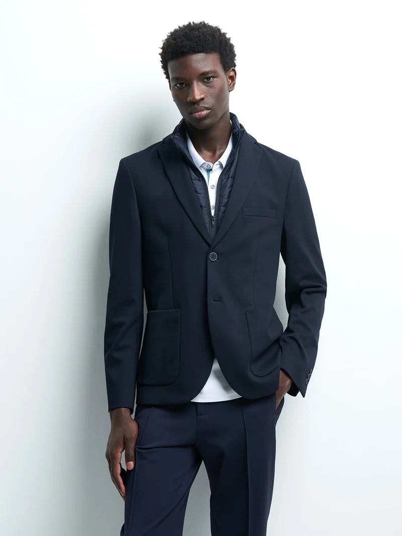 Veste à parementure slim uni