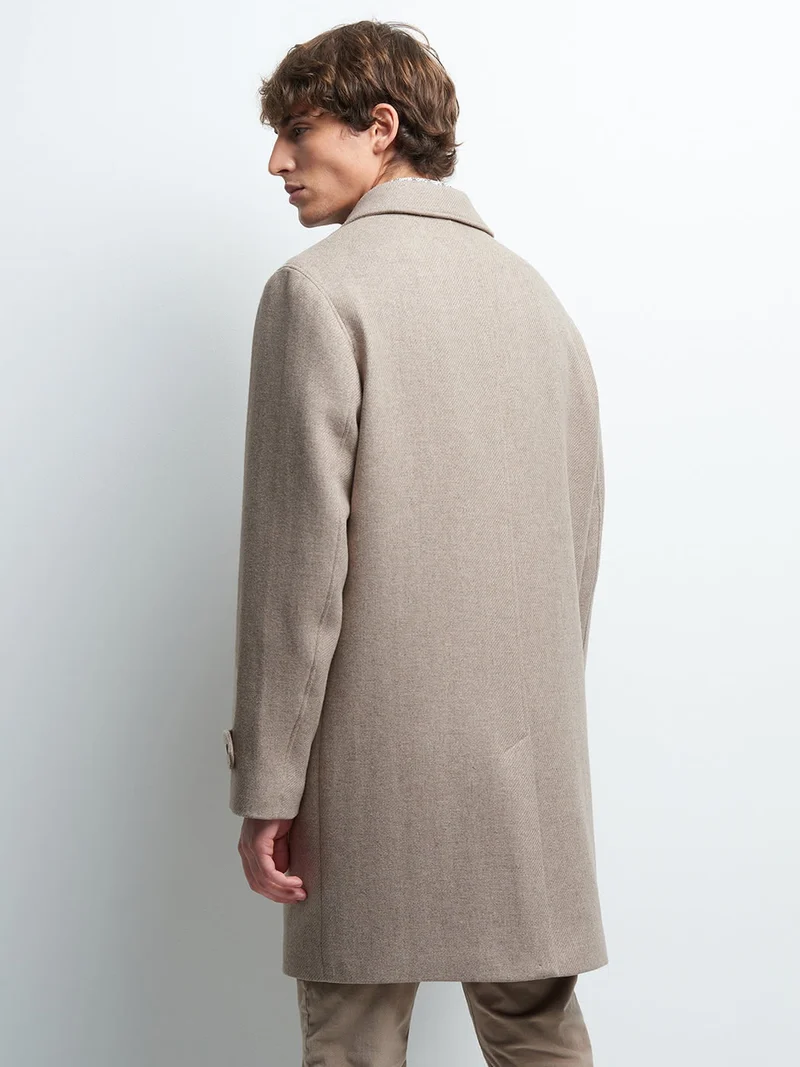 Pardessus slim en laine col italien
