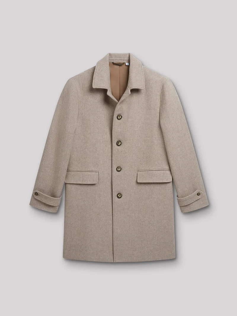 Pardessus slim en laine col italien