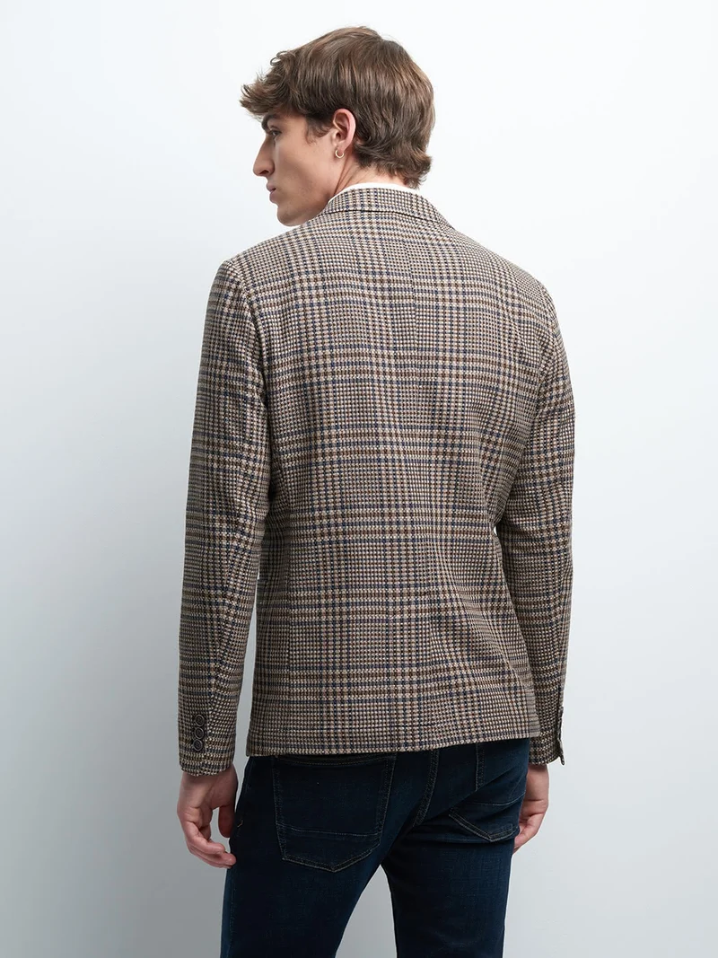 Veste slim en coton mélangé à carreaux