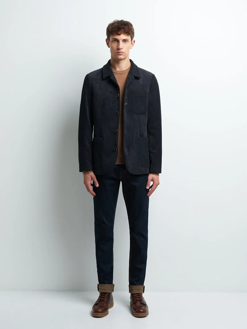Veste slim en velours côtelé uni