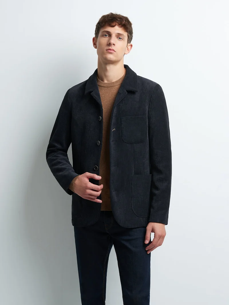 Veste slim en velours côtelé uni