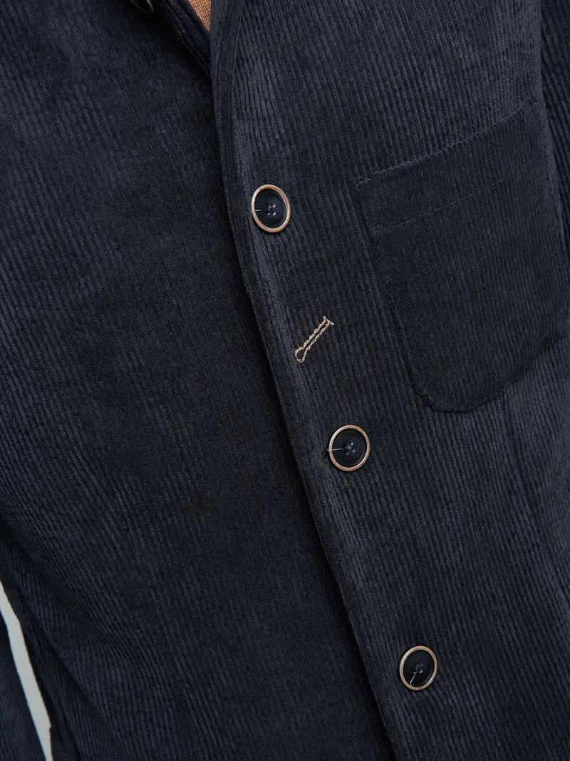 Veste slim en velours côtelé uni