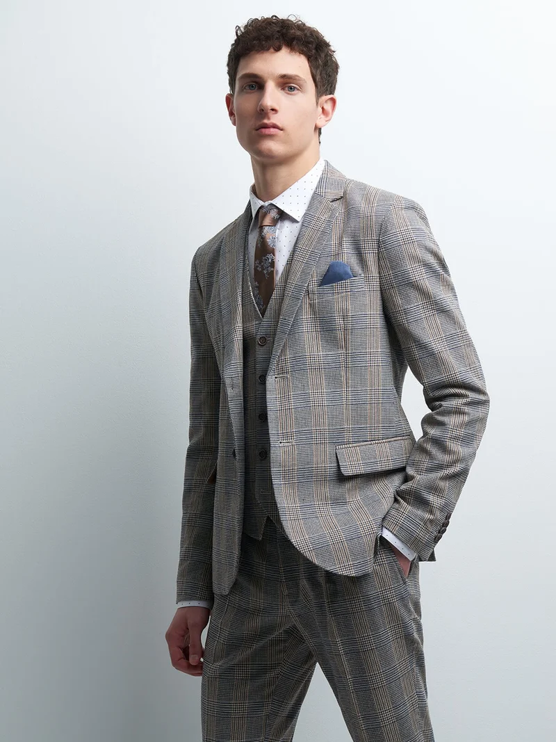 Veste coordonnable slim à carreaux