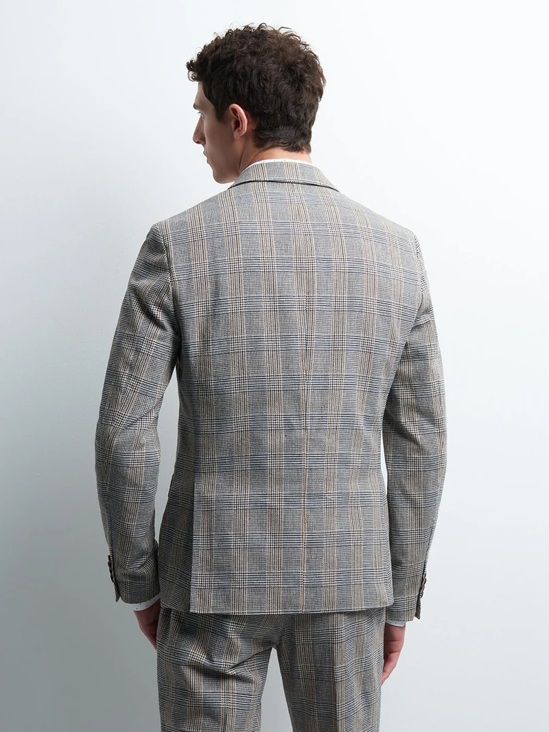 Veste coordonnable slim à carreaux