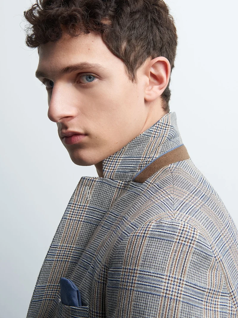 Veste coordonnable slim à carreaux