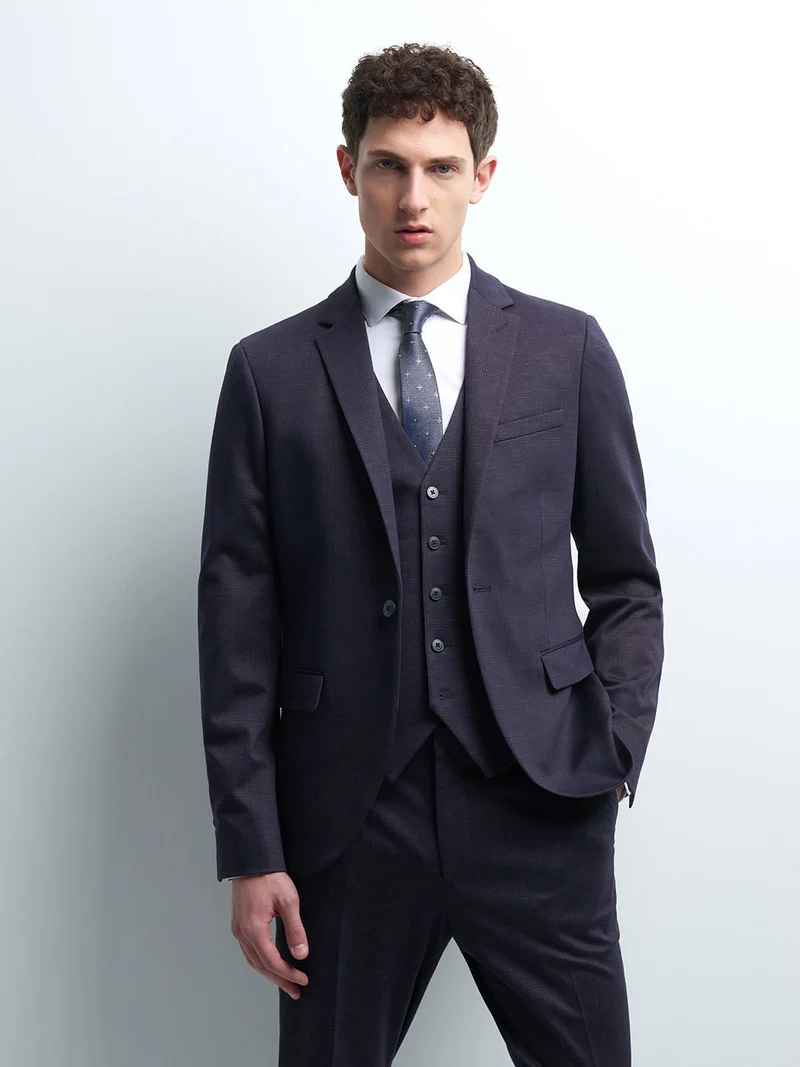Veste coordonnable extra slim à carreaux