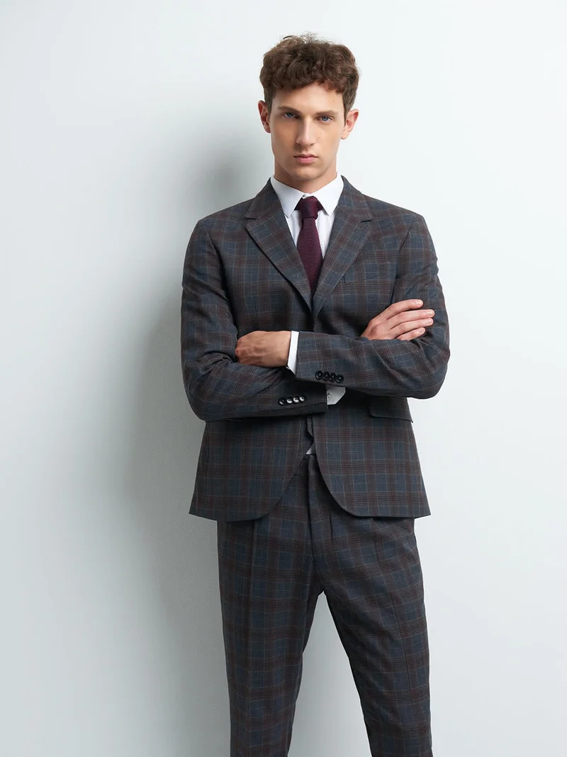 Veste coordonnable extra-slim à carreaux