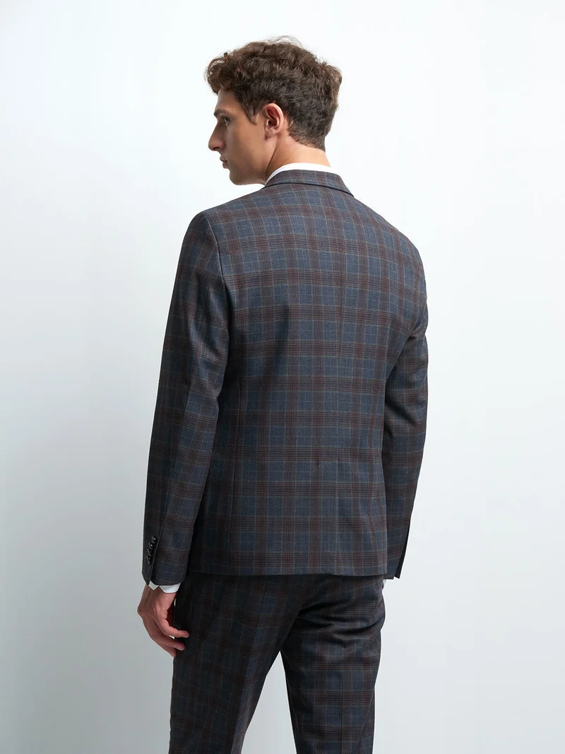 Veste coordonnable extra-slim à carreaux