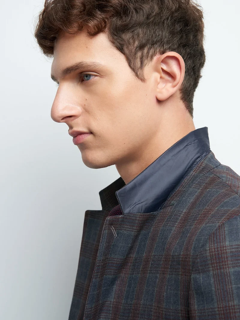 Veste coordonnable extra-slim à carreaux