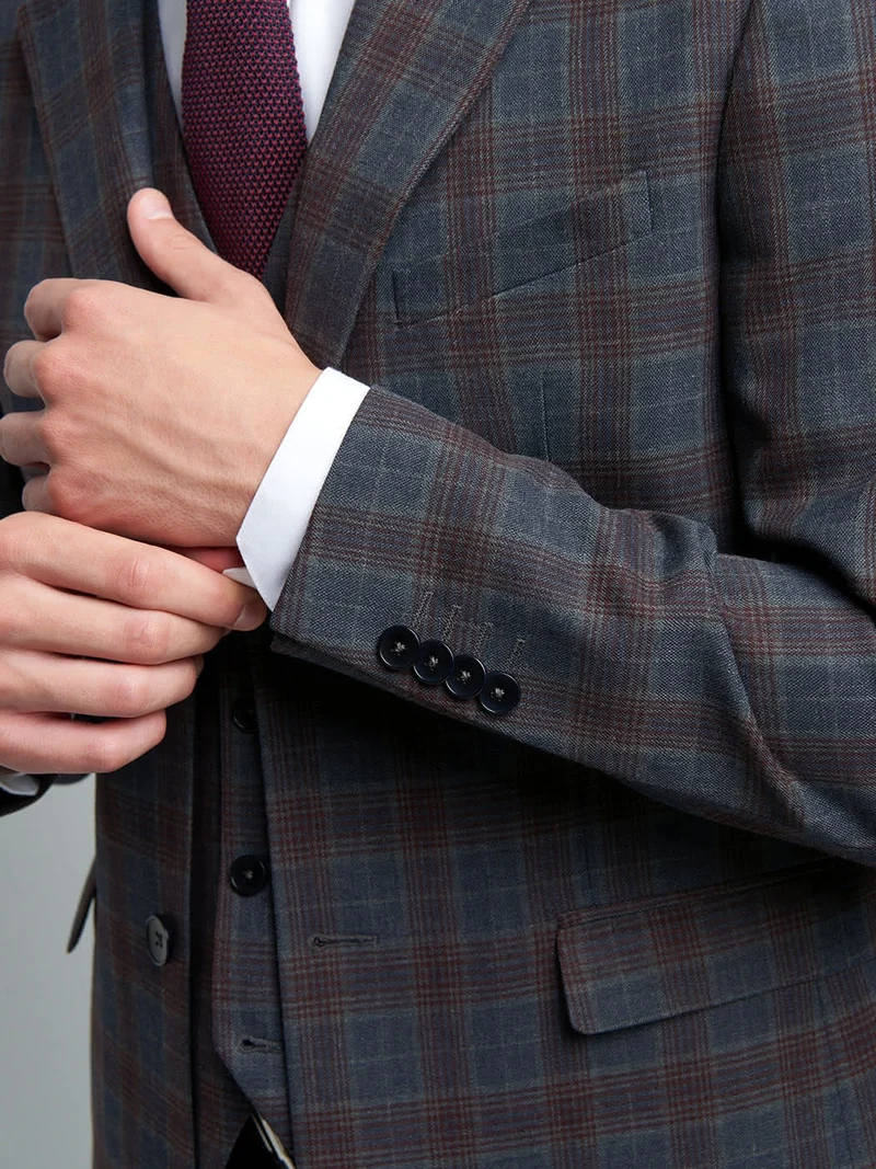 Veste coordonnable extra-slim à carreaux