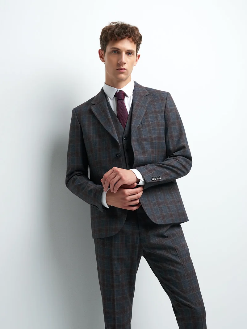 Veste coordonnable extra-slim à carreaux