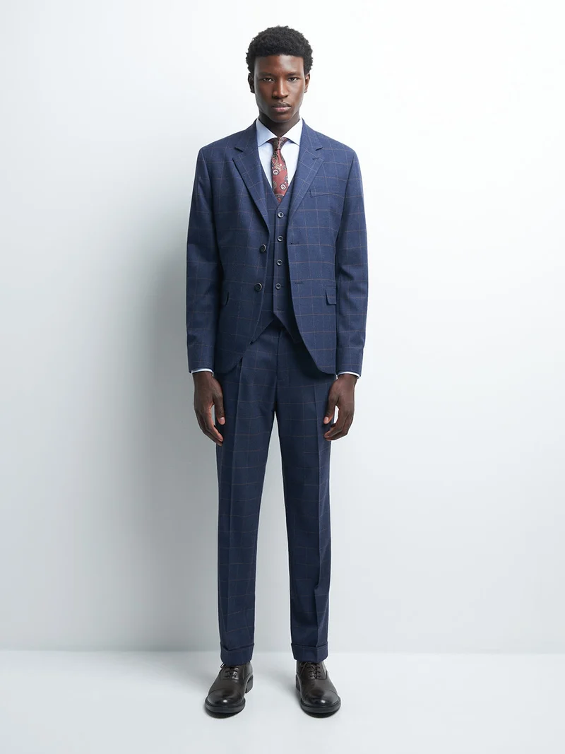 Veste coordonnable slim à carreau