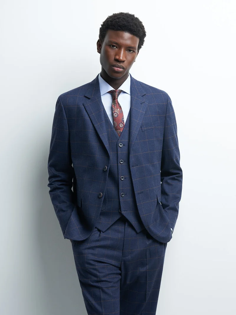 Veste coordonnable slim à carreau