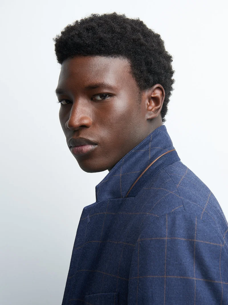 Veste coordonnable slim à carreau