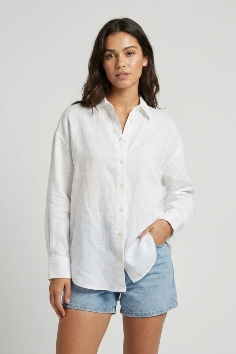 Linen Women Overshirt White