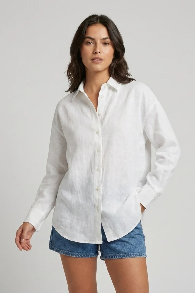Linen Women Overshirt White