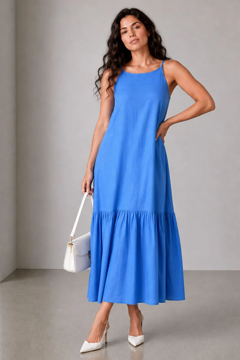 Breeze|Viscose Strappy Tiered Maxi Dress