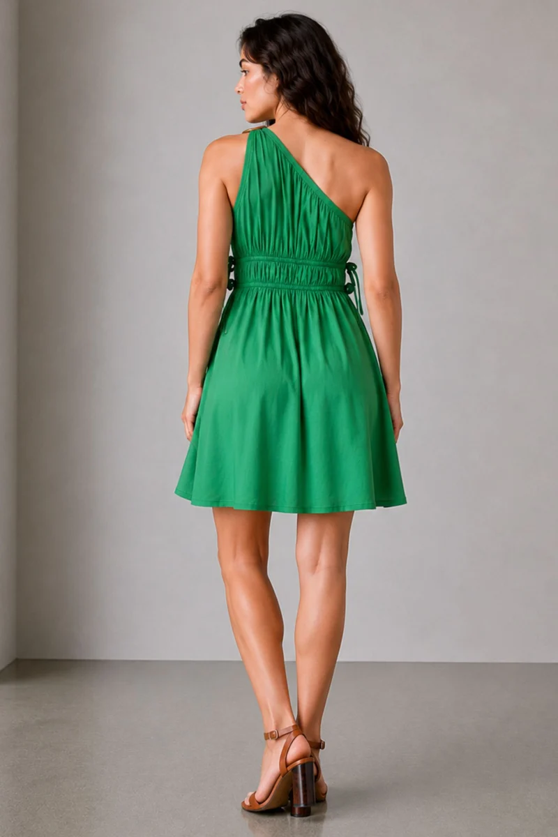 Zelia|Viscose Oneshoulder Fit Flare Mini Dress