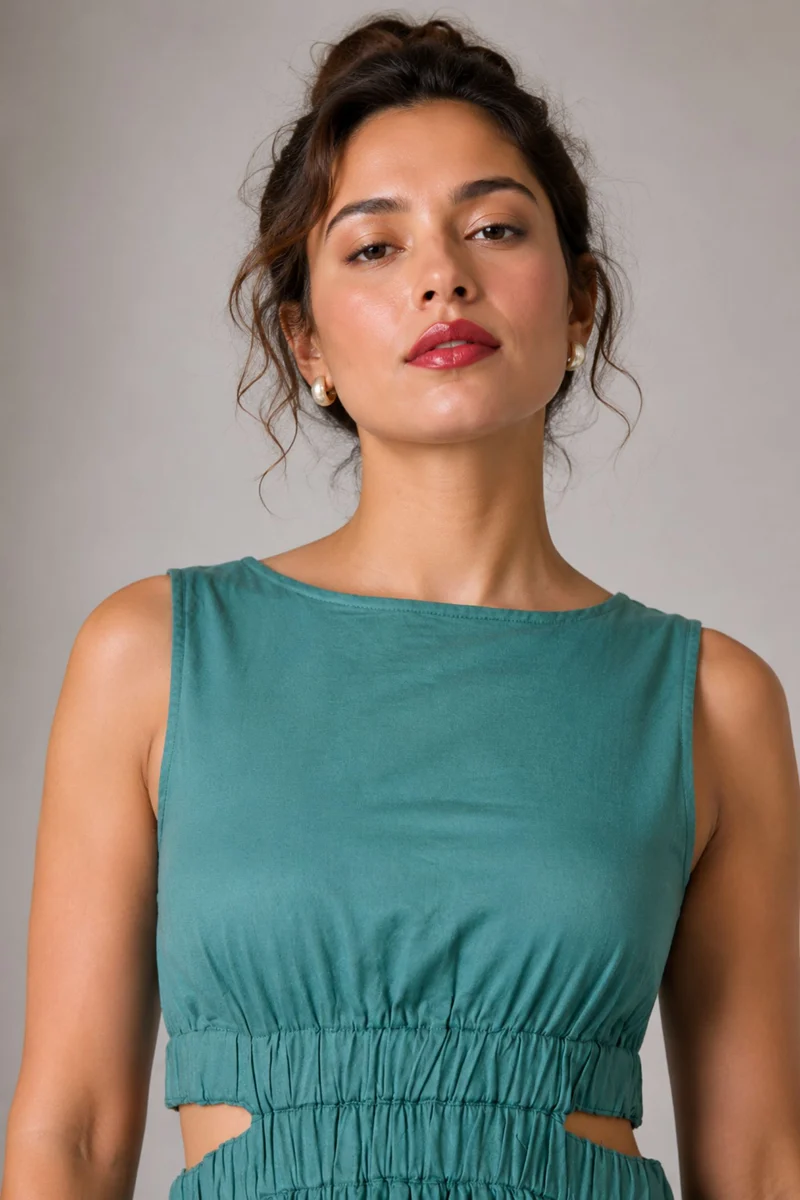 Marel|Cotton Waist Cut Out Midi Dress