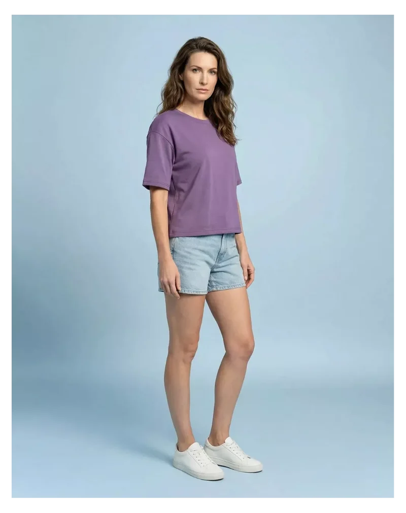 T shirt Oversize femme Orange coton violet