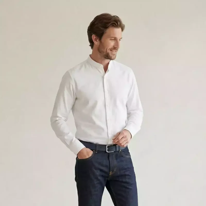 Chemise française col Mao blanche