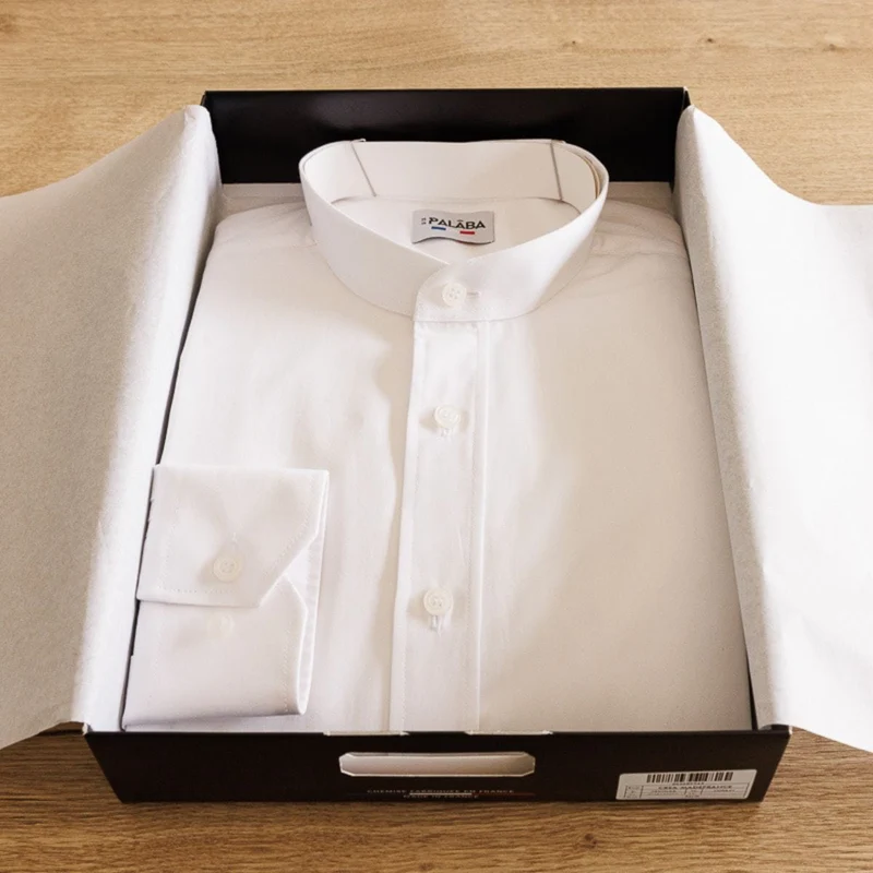Chemise française col Mao blanche