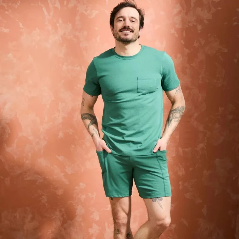 Short coton Homme Vert