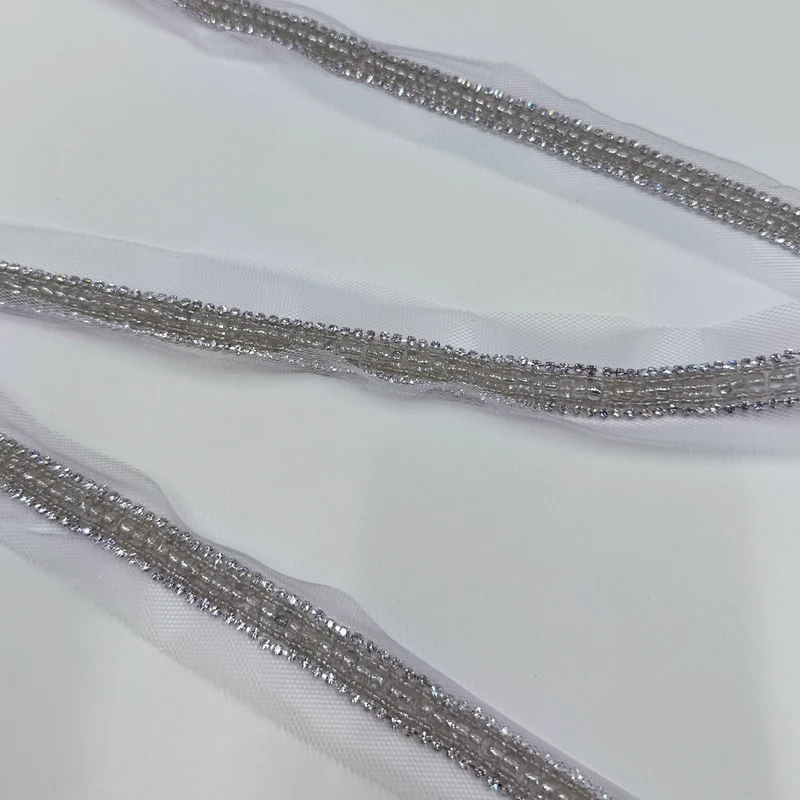 Galon Brodé Plat, Perles Strass - Maestosa