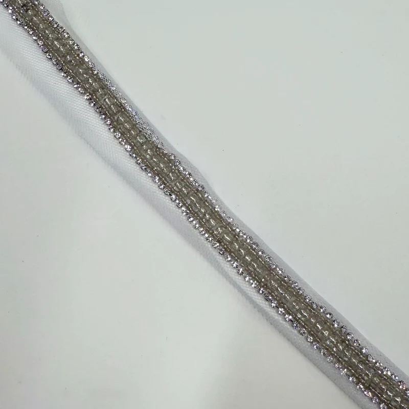 Galon Brodé Plat, Perles Strass - Maestosa