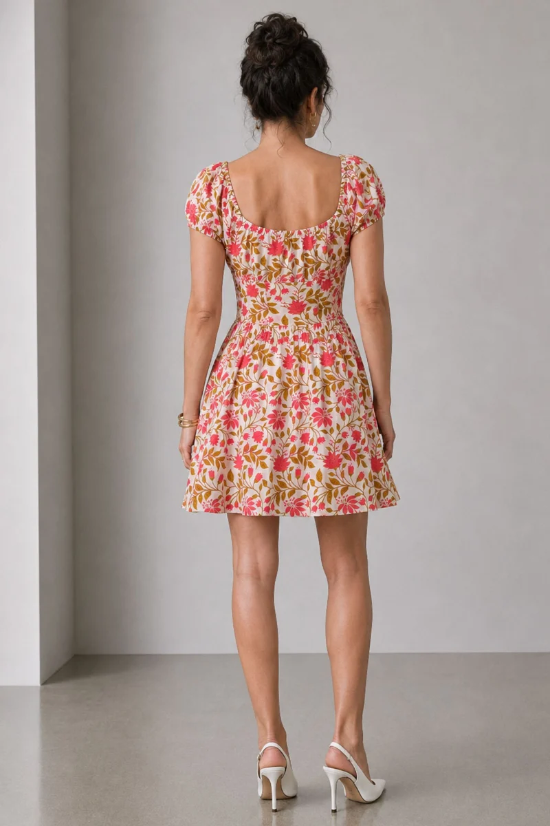 Dalia|Cotton Sweetheart Fit Flare Mini Dress