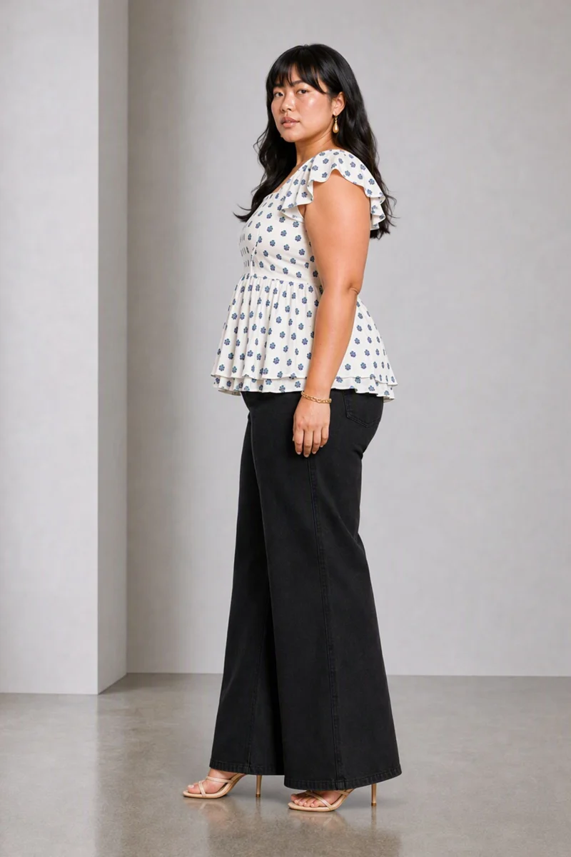 Savana|Elegant Floral Printed Viscose Top