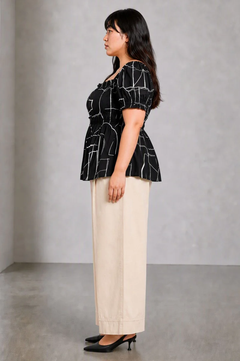 Sivra|Viscose Elasticated Peplum Top