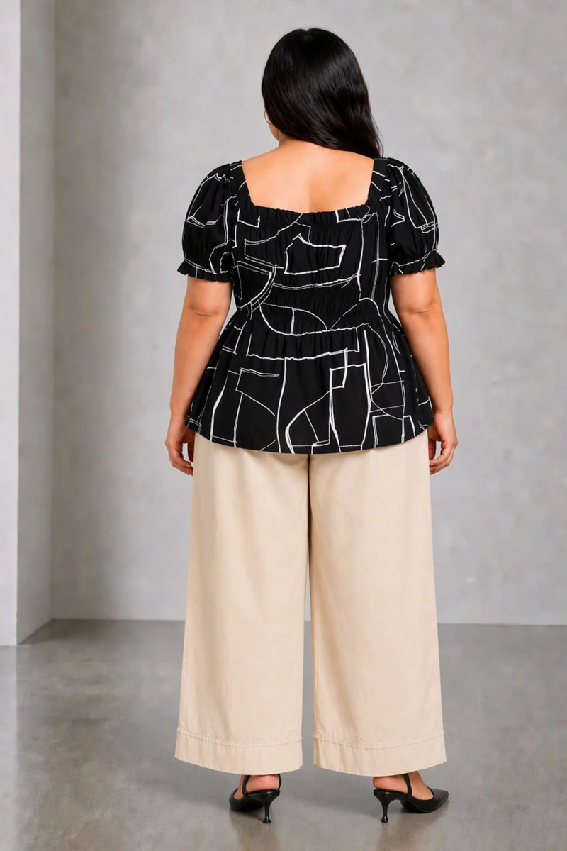 Sivra|Viscose Elasticated Peplum Top