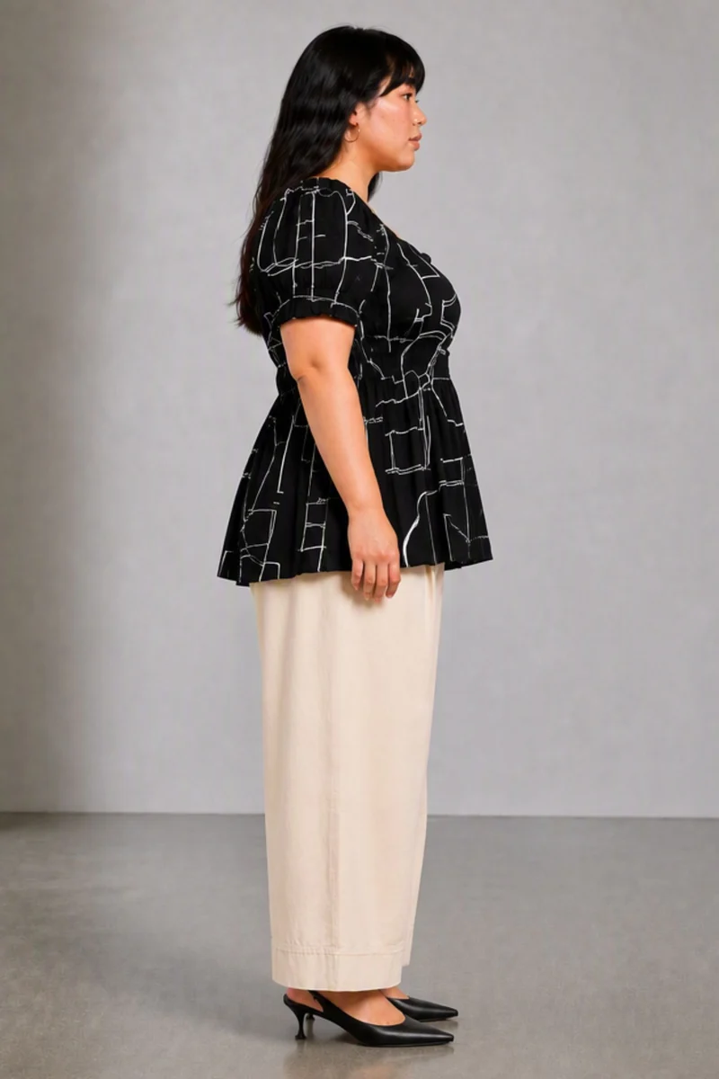 Sivra|Viscose Elasticated Peplum Top