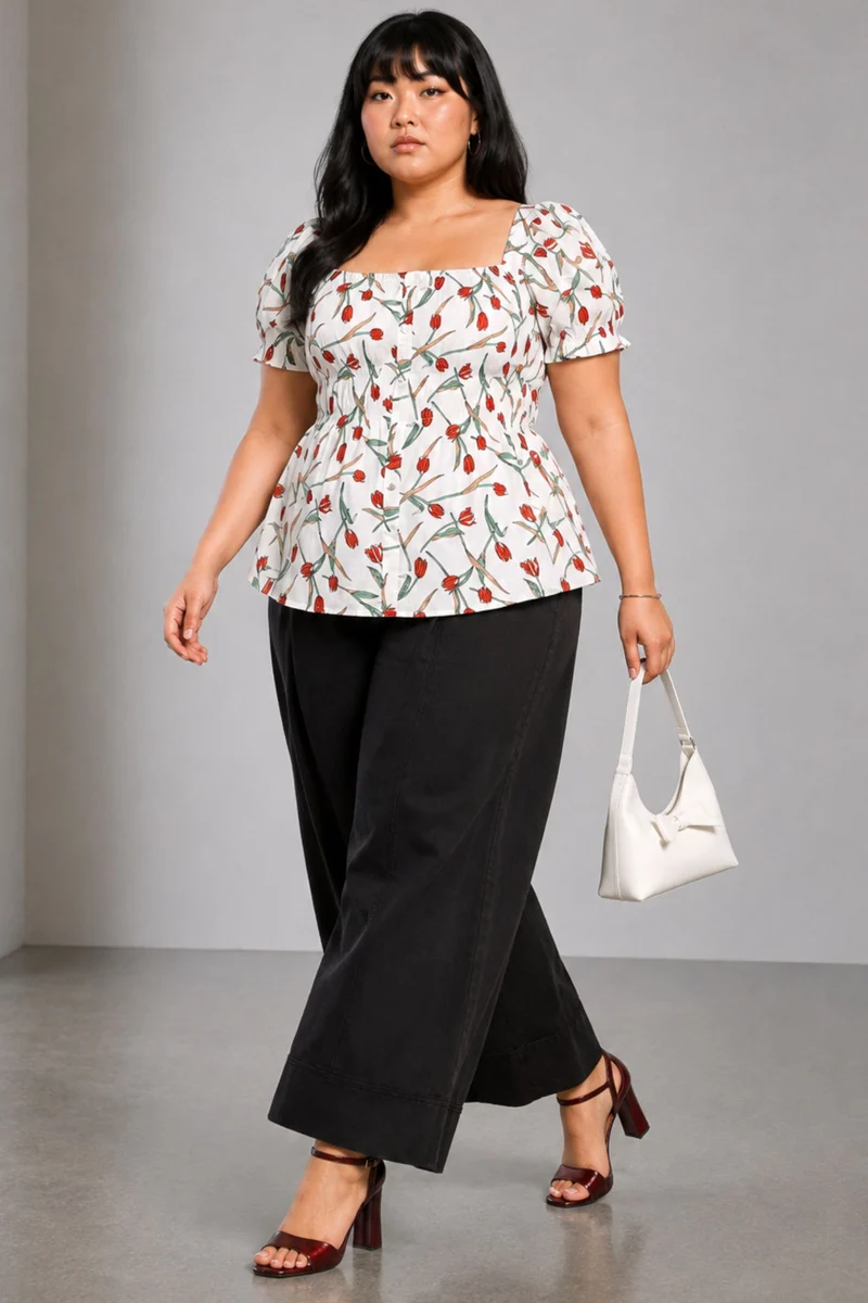 Calira|Viscose Elasticated Peplum Top