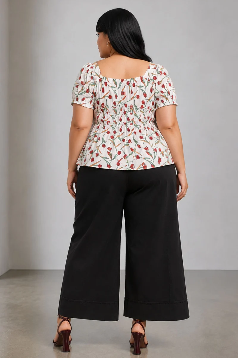 Calira|Viscose Elasticated Peplum Top