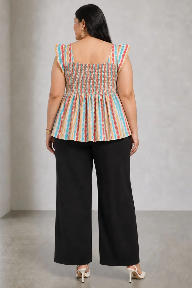 Amel|Cotton Sweetheart Neck Peplum Top