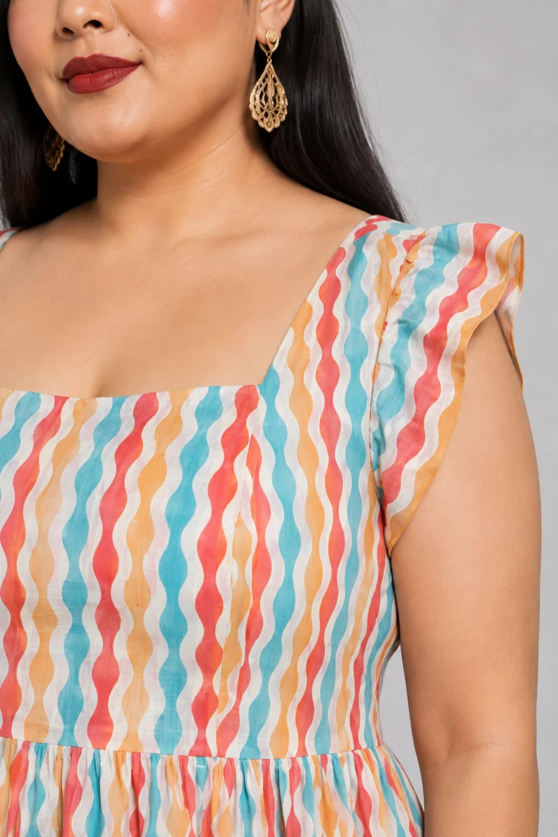 Amel|Cotton Sweetheart Neck Peplum Top