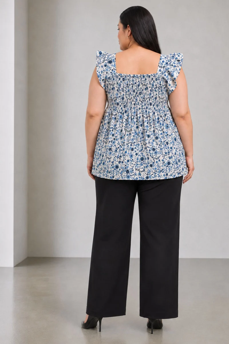 Dovea|Cotton Sweetheart Neck Fit Flare Top
