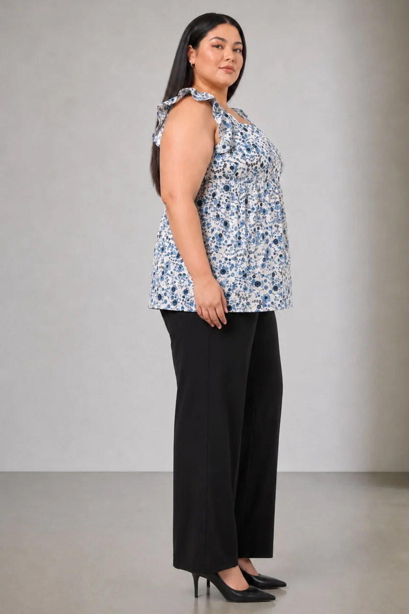 Dovea|Cotton Sweetheart Neck Fit Flare Top