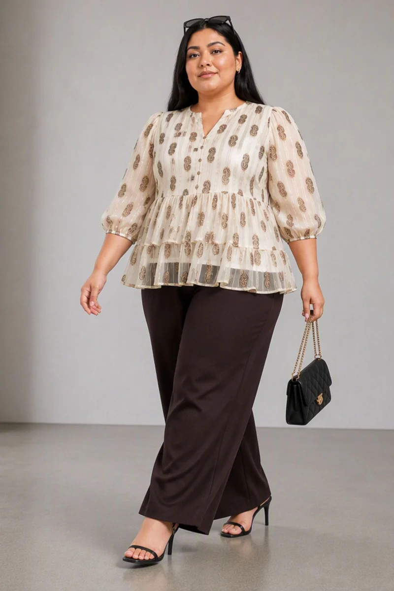 Sylva|Viscose Tiered Peplum Top