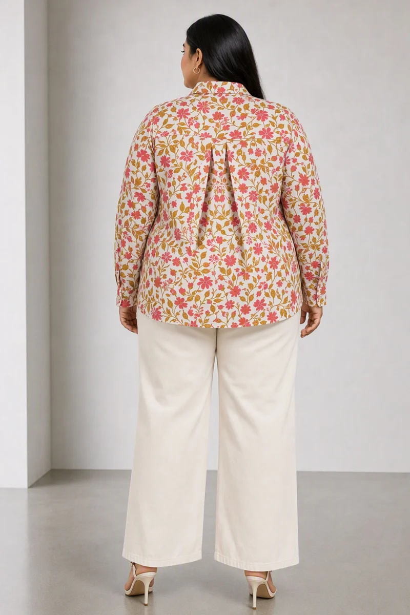 Petal|Cotton Relaxed Fit Button Down Shirt