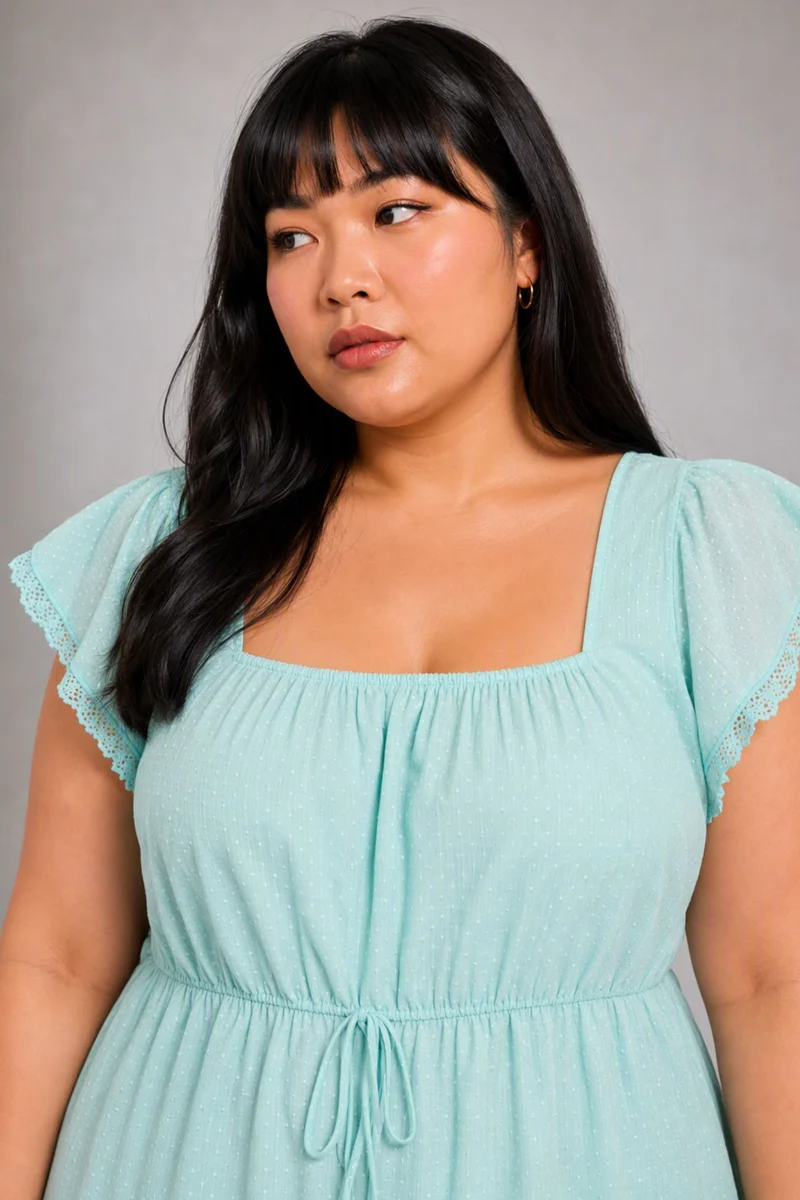 Cevra|Viscose Peplum Top With Lace Detail